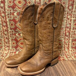 Rustic Tan Leather Western Boots